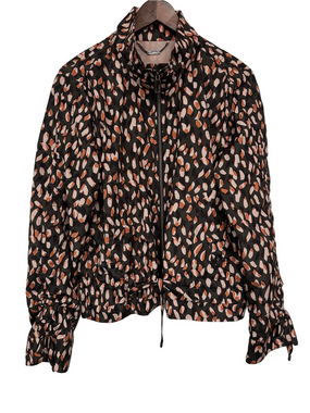 Marc Cain print womens windbreaker Medium zip front ruched sleeve casual